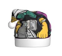 UFhgjjb Sombrero de Navidad para adultos, sombrero de Papá Noel festivo, unisex, diseño de gestión financiera, gorro de Navidad, sombrero de felpa para fiestas