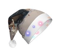 UFhgjjb The beauty of gift box Print LED Christmas Hat for Adults - Sombrero festivo de Papá Noel, gorro unisex de felpa para Navidad, Año Nuevo