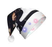UFhgjjb Un misterioso monstruo aparece sombrero de Navidad LED para adultos, sombrero festivo de Papá Noel, gorro unisex de felpa para Navidad, Año Nuevo