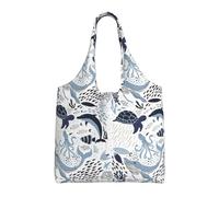 UFhgjjb Werewolf - Bolsas de lona con impresión HD, bolsas de almacenamiento para mujeres, bolsa de compras y mudanzas, viajes en la playa, vida diaria, Patrón de pulpo de tortuga, tema oceánico