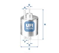 UFI Filtro de Combustible Apto para Mercedes-Benz