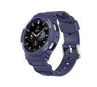 UFinetech Correa Samsung Galaxy Watch 4 con Funda 44mm, Correa Galaxy Watch 5 44mm Resistente Repuesto Pulsera, Deportiva A Prueba de Golpes TPU Correas Banda Reemplazo Pulseras Hombres Mujeres, Azul