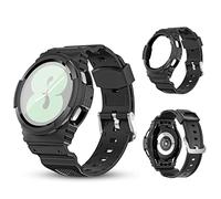 UFinetech Correa Samsung Galaxy Watch 4 con Funda 44mm, Correa Galaxy Watch 5 44mm Resistente Repuesto Pulsera, Deportiva A Prueba de Golpes TPU Correas Banda Reemplazo Pulseras Hombres Mujeres, Negro