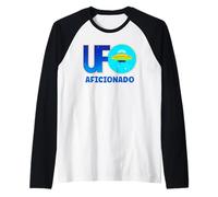 UFO Aficionado Retro Platillo Volador Diseño Camiseta Manga Raglan