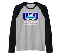 UFO Aficionado Retro Platillo Volador Planeta Equivocado My Bad Camiseta Manga Raglan