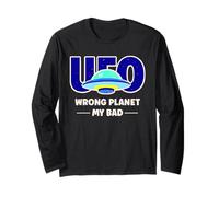 UFO Aficionado Retro Platillo Volador Planeta Equivocado My Bad Manga Larga