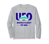 UFO Aficionado Retro Platillo Volador Planeta Equivocado My Bad Manga Larga