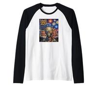 UFO Alien Art on America 250 Anniversary 4th of July USA Flag Camiseta Manga Raglan
