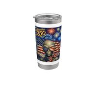 UFO Alien Art on America 250 Anniversary 4th of July USA Flag Vaso térmico de acero inoxidable de doble pared