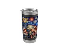 UFO Alien Art on America 250 Anniversary 4th of July USA Flag Vaso térmico de acero inoxidable de doble pared