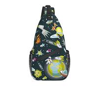 UFO Alien Sling Mochila Crossbody Chest Bag Travel Senderismo Daypack Space Planet Crossbody Bolso de Hombro para Mujeres Hombres