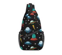 UFO Alien Sling Mochila Crossbody Chest Bag Travel Senderismo Daypack Space Planet Crossbody Bolso de Hombro para Mujeres Hombres