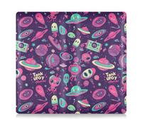 Ufo Aliens Rockets - Portatarjetas de cuero morado de dibujos animados para seguro de coche y tarjeta de registro, artículos esenciales para conductores, propietarios de automóviles, remolques,