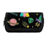 UFO Aliens Spaceship - Estuche para lápices de doble capa, organizador de maquillaje, con compartimentos, gran capacidad