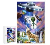 UFO and Aliens Puzzle De 1000 Piezas Rompecabezas para Adultos Rompecabezas 1000 Piezas para Adultos Wolf para Amantes O Amigos Rompecabezas Imposable 1000 PCS
