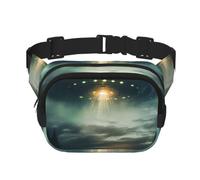 UFO at Night Print - Riñonera cuadrada de doble capa para hombre y mujer, para uso diario, deportes al aire libre, correr, viajes