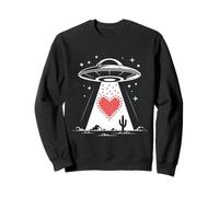 UFO Corazón Nave Espacial Día de San Valentín Espacio Amor Retro Ciencia Ficción Sudadera