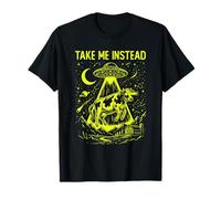 UFO Cow Abduction Take Me Instead Funny Retro Sci-Fi Alien Camiseta