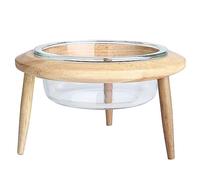 UFO - Cuenco para gatos y mascotas, soporte de madera maciza con boca oblicua, arroz, hierro, agua, perro, vidrio, roble, preventa, no 20, capacidad de 800 ml