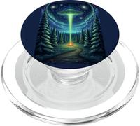 UFO en Bosque Fogata Naturaleza Camping Platillo Volador UAP PopSockets PopGrip para MagSafe