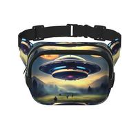 UFO Landing Bandolera con estampado de moda, Riñonera de senderismo, Bolsa de hombro cuadrada de doble capa para viajes y fitness