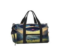 UFO Landing - Bolsa de lona con compartimento para zapatos, gimnasio, fin de semana para hombres y mujeres, bolsa de viaje impermeable con bolsillo húmedo para zapatos sucios