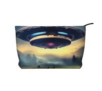 UFO Landing - Bolsa de maquillaje de pana con cremallera, bolsa de cosméticos para viajes, artículos de tocador y uso diario