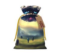 UFO Landing - Bolsas de regalo con cordón con cordón, bolsas de vacaciones, bolsas de golosinas, bolsas de regalo de Navidad