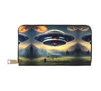 UFO Landing - Monedero de mano, moderno y versátil, largo que puede contener teléfonos móviles, monedas, llaves