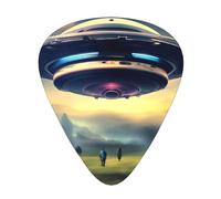 UFO Landing - Púas de guitarra de aterrizaje (12 unidades, 0,46 mm, 0,71 mm, 0,96 mm, delgadas, medianas y pesadas, para guitarra acústica y ukelele)