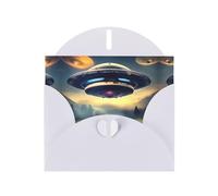 UFO Landing - Tarjetas de felicitación nacaradas - Tarjetas horizontales para todas las ocasiones con sobres, elegante tarjeta brillante para cumpleaños, Navidad, interior en blanco