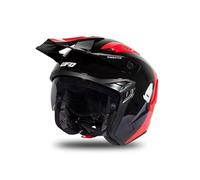 UFO PLAST Casco Sharatan Jet Negro/Rojo, Talla XS
