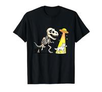 UFO T-Rex Halloween Persiguiendo Perro Pastor Suizo Blanco Camiseta gráfica económica