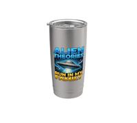 UFO UAP Alien Theory Run In My Family Truth Conspiracy Hechos Vaso térmico de acero inoxidable de doble pared