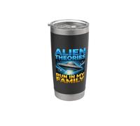 UFO UAP Alien Theory Run In My Family Truth Conspiracy Hechos Vaso térmico de acero inoxidable de doble pared