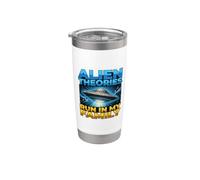 UFO UAP Alien Theory Run In My Family Truth Conspiracy Hechos Vaso térmico de acero inoxidable de doble pared