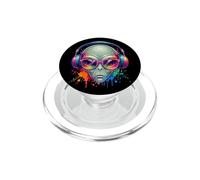 UFO UAP Alien Usando Auriculares y Gafas de Sol EDM Rave Art PopSockets PopGrip para MagSafe