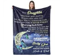 UFOORO Manta Personalizada para Hija, Mantas Personalizadas para niñas de papá y mamá, cumpleaños, 55 x 70 Pulgadas