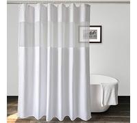 UFRIDAY Cortina de Ducha de Tela de Punto gofre con Ventana de Malla, Cortina de baño Decorativa Resistente con patrón de piqué Blanco, Estilo SPA, Impermeable, 72 x 72 Pulgadas