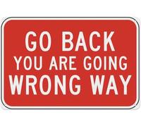 UFRUDR Letrero de metal con texto en inglés «Go Back You are Going Wrong Way» para decoración de pared vintage para el hogar, granja, bar, cafetería, club, 30,5 x 40,6 cm