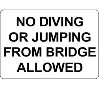 UFRUDR Letrero de metal con texto en inglés "No Diving Or Jumping from Bridge Allowed", decoración de pared vintage para el hogar, granja, bar, cafetería, club, decoración de 8 x 12 pulgadas