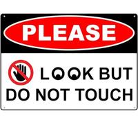 UFRUDR Letrero de metal con texto en inglés "Please Look But Do Not Touch", decoración de pared vintage para el hogar, granja, bar, cafetería, club, decoración de 12 x 16 pulgadas