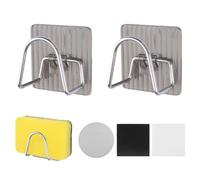 UFUFMATE - 2 soportes magnéticos extraíbles para esponja, soporte adhesivo para esponja colgante, estante redondo para fregadero de cocina (gris)