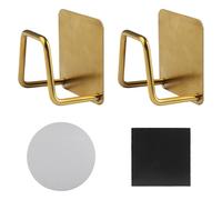 UFUFMATE - 2 soportes magnéticos para esponja, con 2 parches de metal, soporte adhesivo para esponja colgante, soporte de esponja de acero inoxidable para fregadero de cocina (dorado)