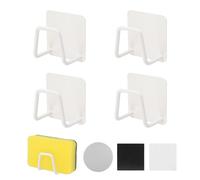 UFUFMATE - Soporte magnético para esponja, 4 unidades, secado rápido, soporte adhesivo para esponja, soporte de esponja de acero inoxidable para fregadero de cocina (blanco)
