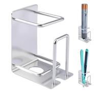 UFURMATE 1 soporte para alisador de pelo, de acero inoxidable, para colgar en la pared, adhesivo para herramientas de cabello, estante de almacenamiento (plateado)