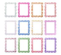 UFURMATE 12 marcos de fotos magnéticos festoneados para refrigerador de 4 x 6 pulgadas, patrón floral rústico/geométrico, imanes para decoración del hogar, escuela, oficina, taquilla