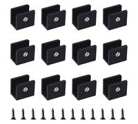 UFURMATE 12 soportes cuadrados ajustables para estantes de vidrio, de aleación de aluminio, clips de abrazadera de vidrio, montaje en pared, soporte de vidrio negro, soporte de montaje para estantes