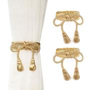 UFURMATE 2 alzapaños de cortina, hebillas de cuerda creativas de metal, lazos decorativos, soporte de cortina de primavera para oficina en casa (lazo dorado)