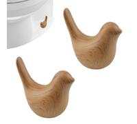 UFURMATE 2 tapas de cerámica para pernos de inodoro, tapa de rosca de repuesto con forma de pájaro de cerámica para pernos (grano de madera marrón)